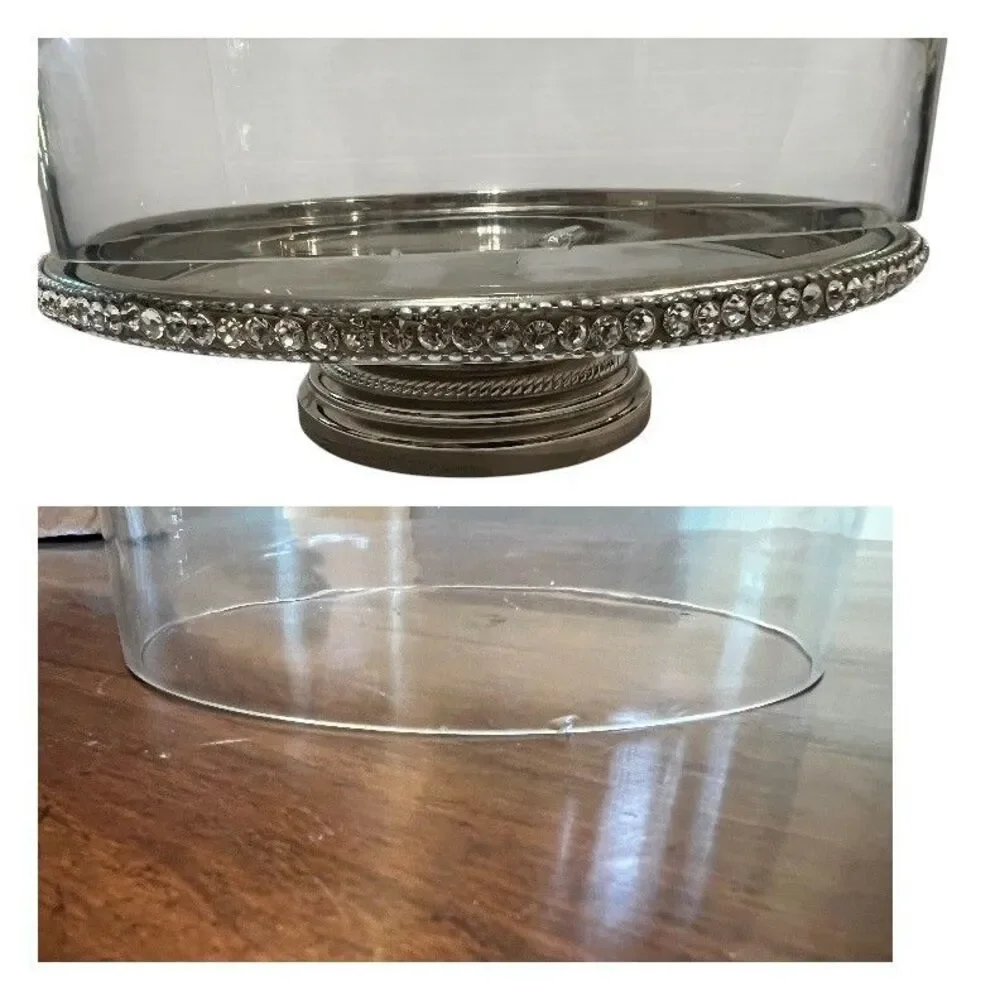 Crystal Rhinestone Pedestal Cake Stand Pastry Keeper w Metal Base